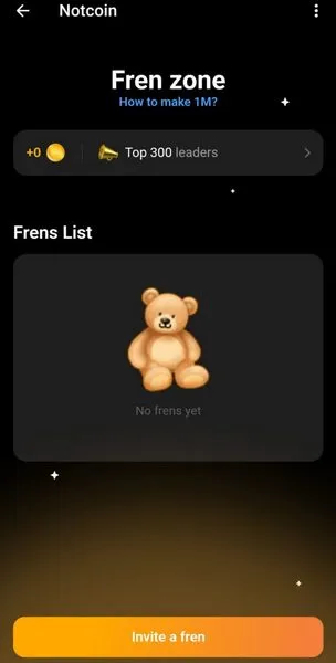 Вкладка друзья в Notcoin